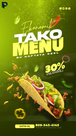 Cafe ve Restaurantlar için düzenlenebilir yemek içecek afiş şablonu ve sosyal medya tasarımı.